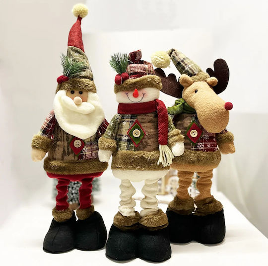 Weihnachtliche Figur SNowman Mit Retro-Karostoff