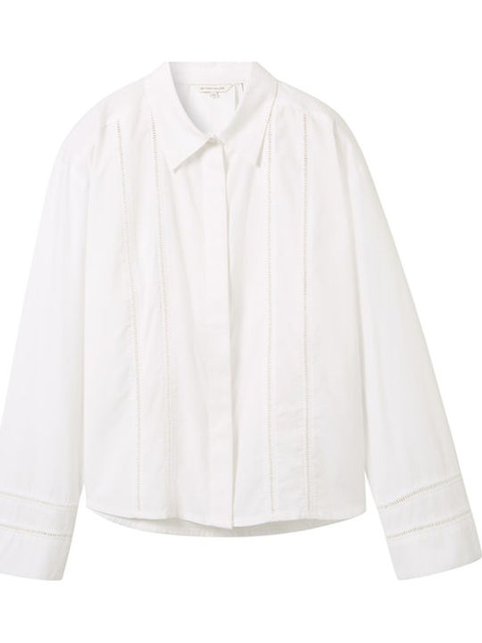 Langärmelig Damen Hemd White