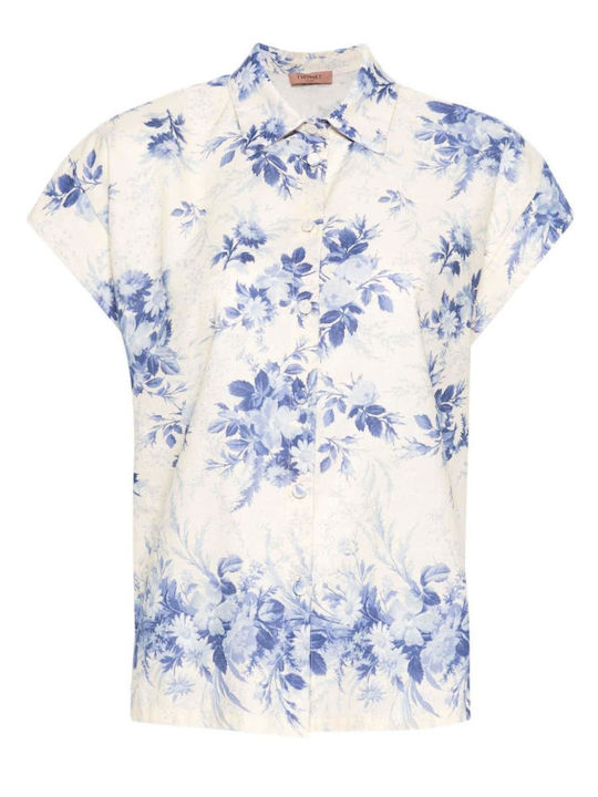 Mâneca scurta Femei In Cămașă Alb Floral