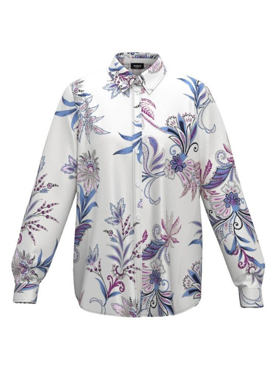 Μακρυμάνικο Γυναικείο Πουκάμισο Κρέμ Floral