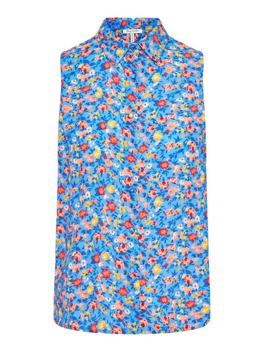 Women's Floral Sleeveless Shirt Blue