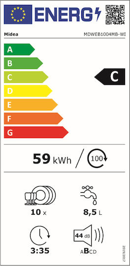 Midea Vollintegrierter Geschirrspüler mit Wi-Fi für 10 Gedecke B44.8xH84.5cm