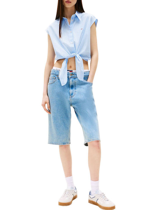 Women's Striped Sleeveless Shirt Sky Blue