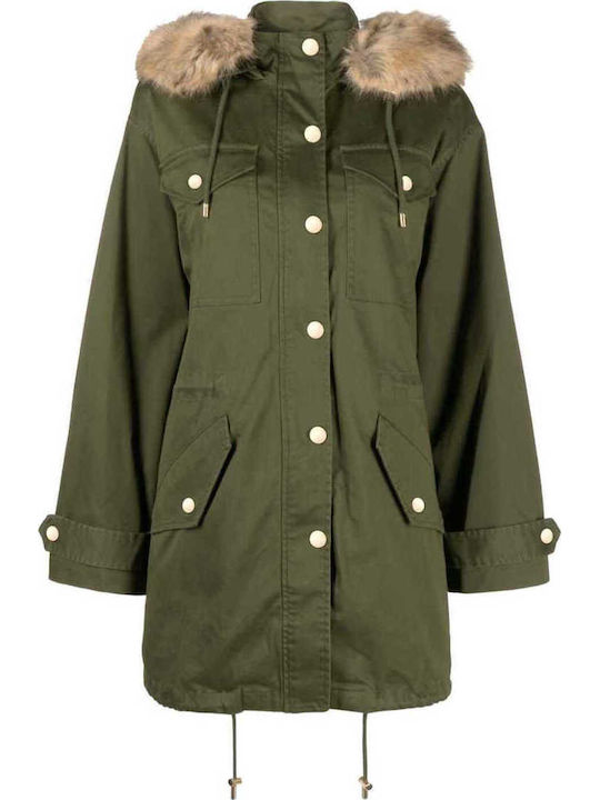 Women's Long Parka Jacket for Winter with Hood Khaki