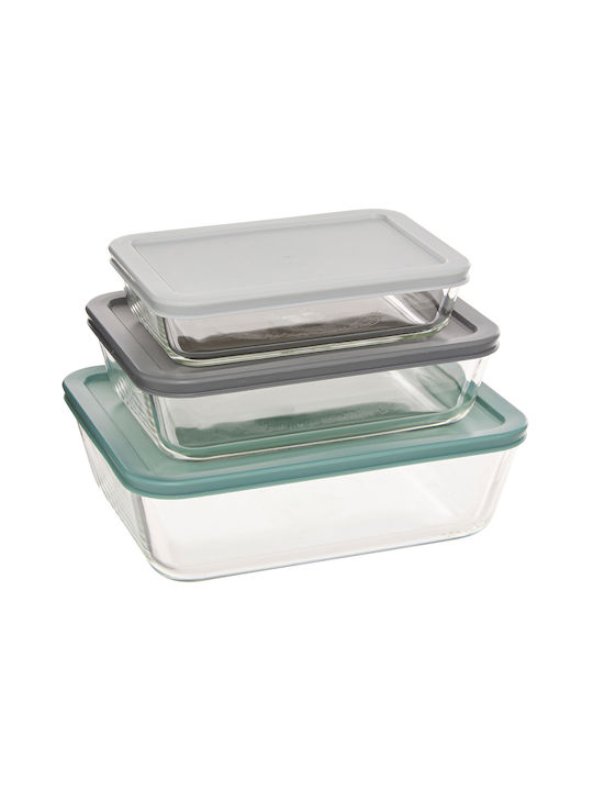 5Five Cutie pentru Mâncare Sticlă Transparent 3buc