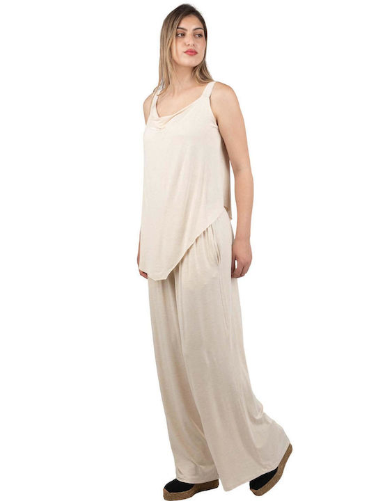 Women's Fabric Trousers Beige