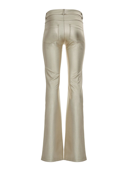 Women's High-waisted Fabric Trousers Flared Gold
