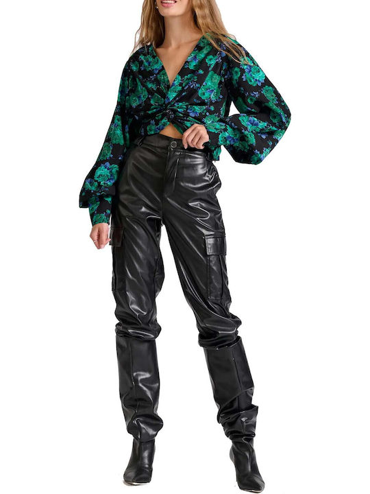 Funky Buddha Damen Hoch tailliert Stoff Cargo Hose Schwarz Funky Buddha Damen Hoch tailliert Stoff Cargo Hose Schwarz