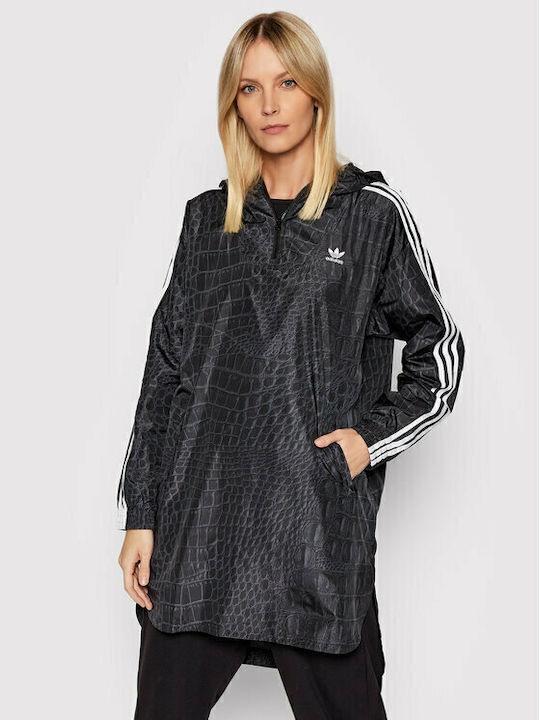 Originals Women's Long Sports Jacket for Winter with Hood Black