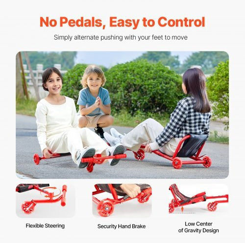 Kids Ride On Car Foot-to-Floor One-Seater Red for 10+ Years