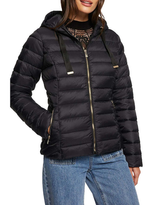 Kurze Damenjacke für Winter Schwarz