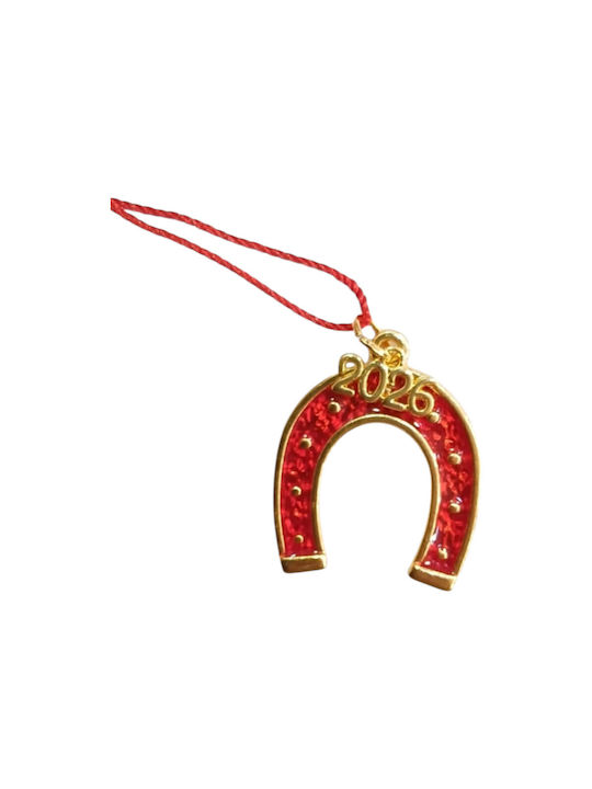 Kalliopi Silver Handmade Tabletop Lucky Charm Horseshoe Red 2026 3x3cm 1pcs