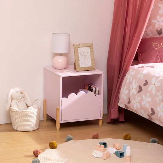 Wooden Kids Bedside Table Pink 35.5x33x40cm