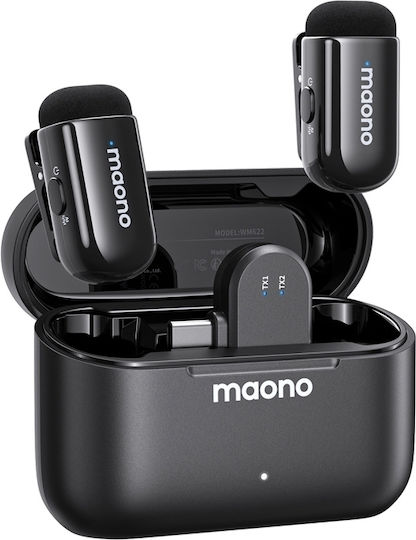 Maono WM622 PC2 Set Drahtlos Mikrofon Πέτου, Clip On Journalistisch