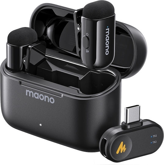 Maono WM622 PC2 Set Drahtlos Mikrofon Πέτου, Clip On Journalistisch