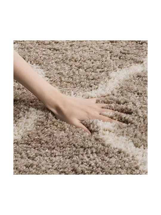 Moroccan Rug Rectangular Shaggy Beige