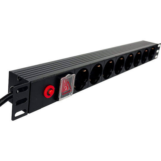 Accesoriu Eco Xcab pentru Dulap Eco Xcab Priză Rack 1u 8x Schuko Max 3500 W Siguranță Automată 16 A Alimentare C14
