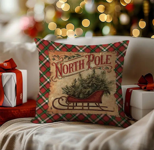 By Queen Limited Festive Edition Μαξιλαροθήκη North Pole Vintage Έλκηθρο 45x45εκ