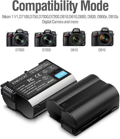 Set 2 Baterii 1900 Mah En-el15/el15a Baterii + Încărcător Nikon D7100 D750 D7000 D7200 D610 D880 D810