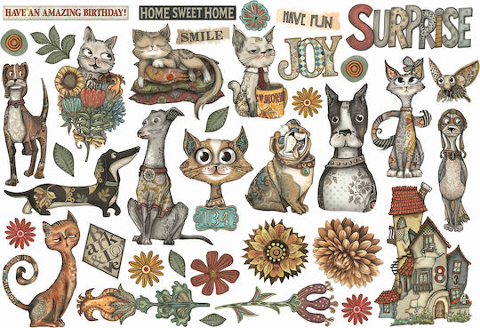 Αυτοκόλλητα Die Cuts-ephemera Stamperia Furry Friends