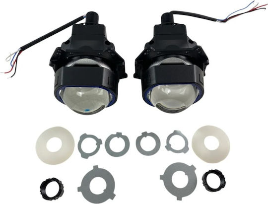 Προτζέκτορες Φαναριών Τετράγωνοι Bi-led Retrofit 3.0" Α38 6000κ 58w 68w 2 Τεμάχια