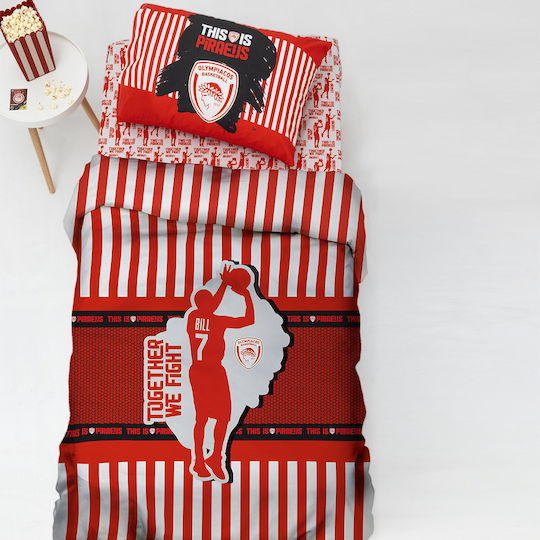 Palamaiki Olympiakos Set Kids Duvet Cover Single with Pillowcase Cotton 160x240cm