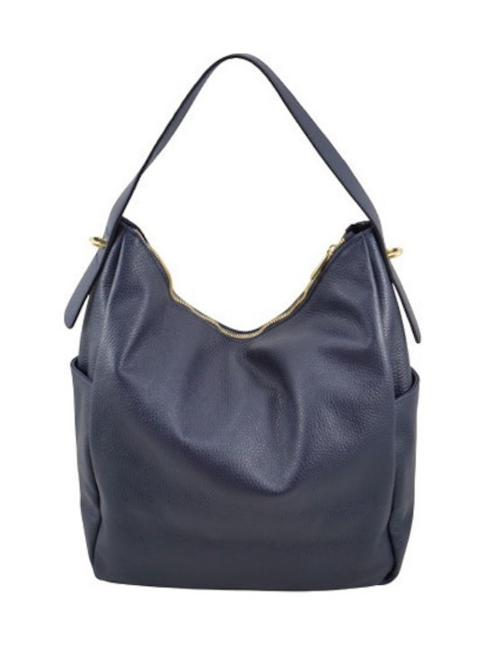 Leder Damentasche Schultertasche Blau