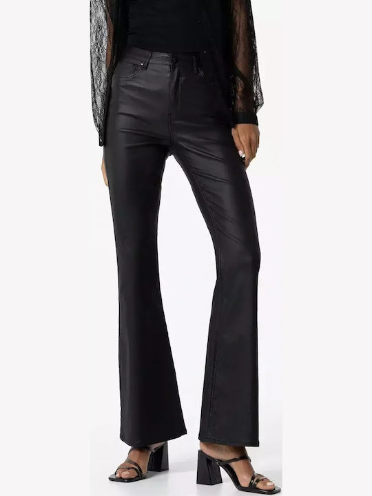 Women's Fabric Trousers Flared Black
