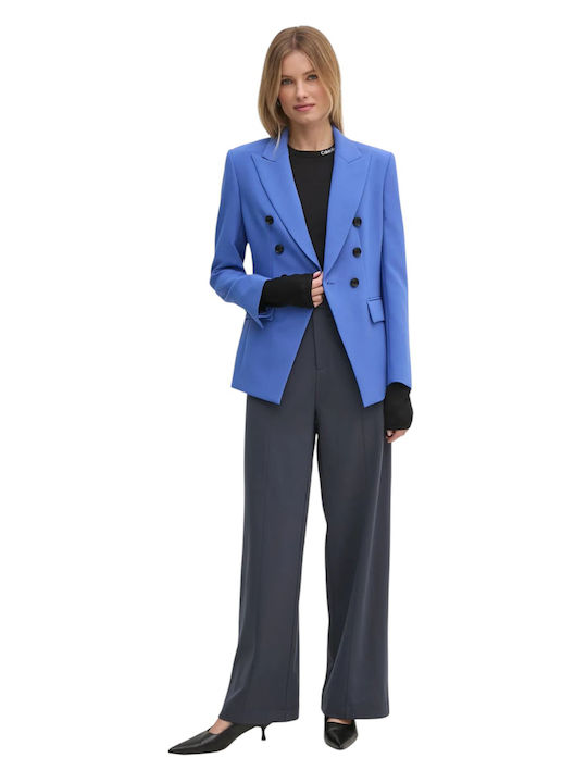 Milano Dama Tesatura Pantaloni cu Croială Dreaptă Albastru