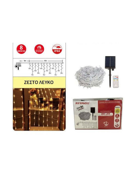 200 Lights LED 6m. Warm White Solar type Rain 1pcs 200 Lights LED 6m. Warm White Solar type Rain 1pcs