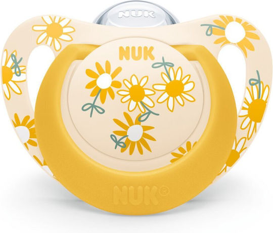 Nuk Star Pacifier Silicone with Case Flowers - Yellow for 18-36 months