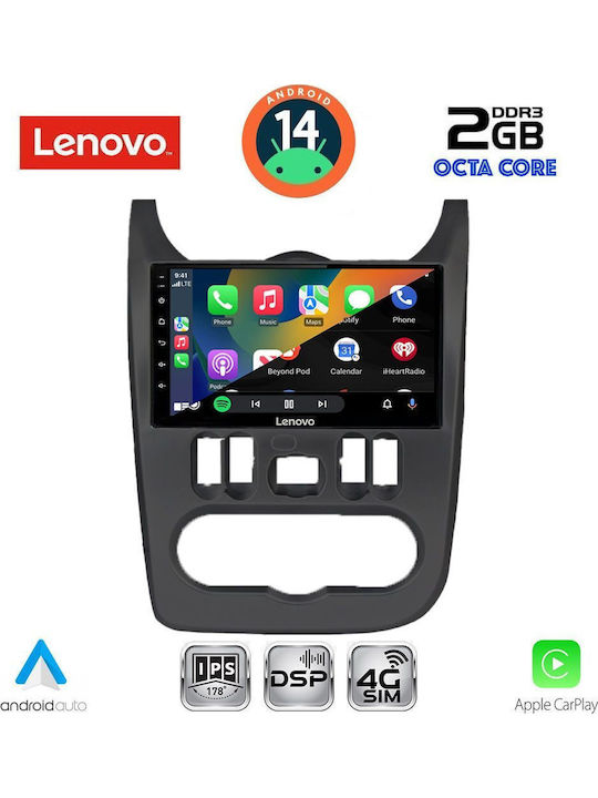 Lenovo Car Audio System for Renault Logan Dacia Duster / Logan / Sandero 2006-2012 (Bluetooth/USB/AUX/WiFi/GPS/Apple-Carplay/Android-Auto) with Touch Screen 9"