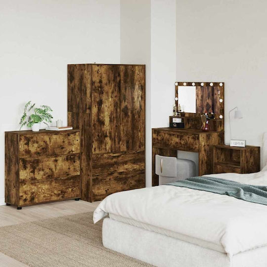 Wooden Chest of Drawers Smoked Oak 80x31x81cm