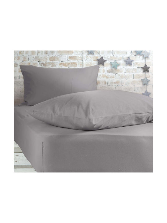Nef-Nef Homeware Jersey Бебешки Чаршаф За Количка Фланела с ластик Сив 70x140бр