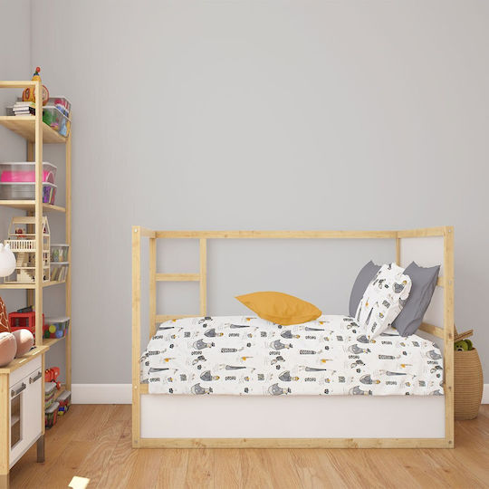 Dimcol Baby Sheet Crib Cotton Fitted Gray 70x140cm