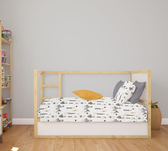 Dimcol Baby Sheet Crib Cotton Fitted Gray 70x140cm