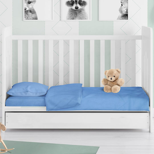 Dimcol Bebe Solid Бебешки Чаршаф За Количка Памук с Ластик Светлосин 70x140бр