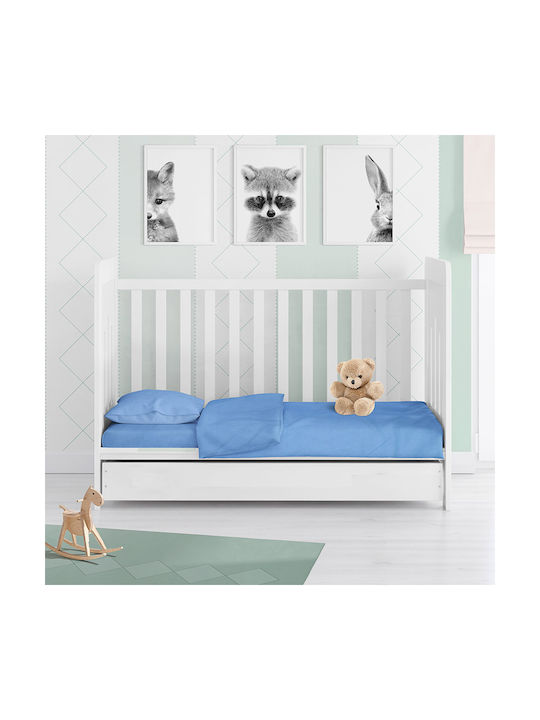 Dimcol Bebe Solid Бебешки Чаршаф За Количка Памук с Ластик Светлосин 70x140бр