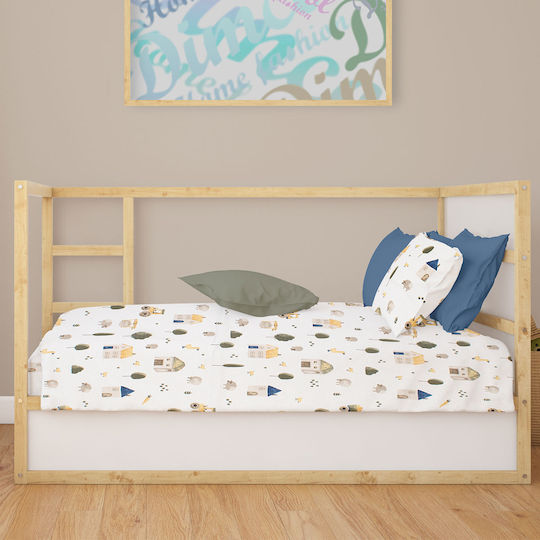 Dimcol Baby Sheet Crib Cotton Fitted Green 70x140cm