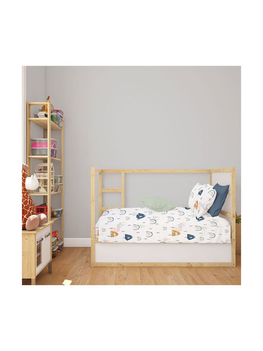 Dimcol Baby Sheet Crib Cotton Fitted Blue 70x140cm