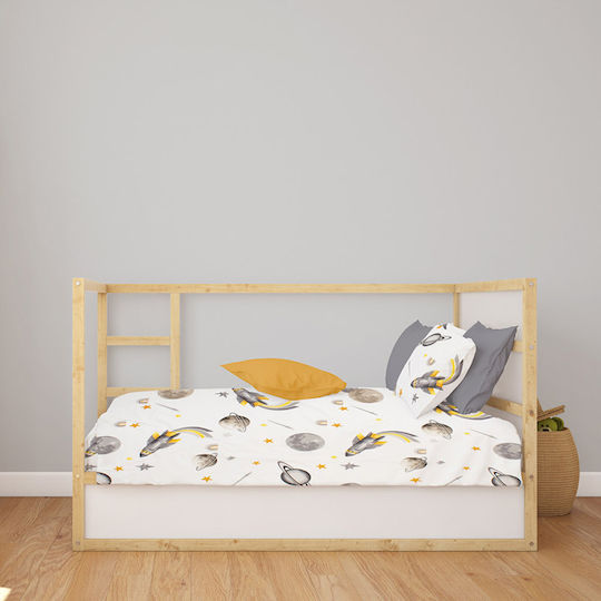 Dimcol Space Baby Sheet Crib Cotton Fitted Gray 70x140cm