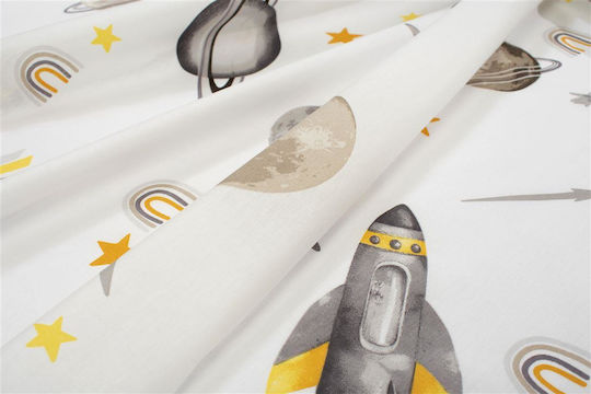 Dimcol Space Baby Sheet Crib Cotton Fitted Gray 70x140cm