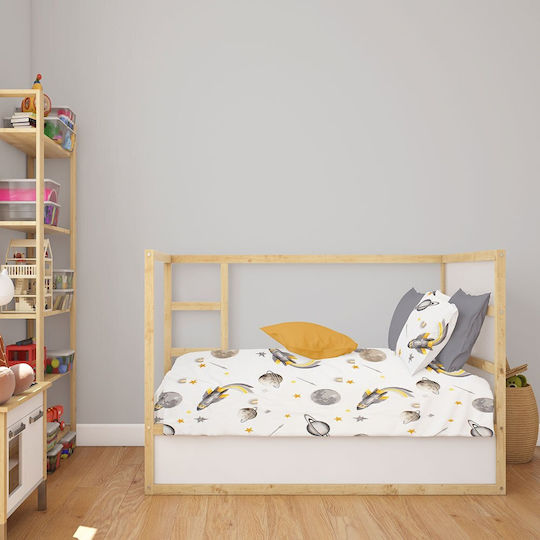Dimcol Space Baby Sheet Crib Cotton Fitted Gray 70x140cm