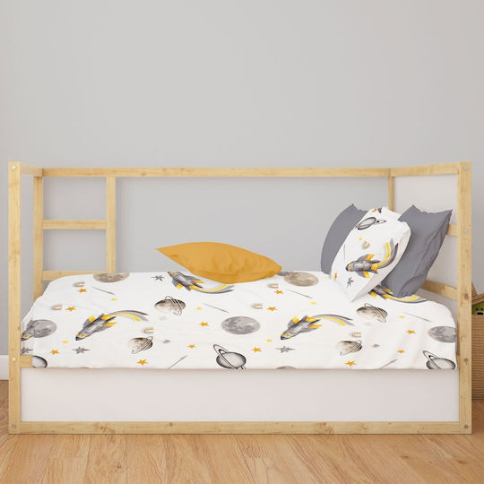 Dimcol Space Baby Sheet Crib Cotton Fitted Gray 70x140cm