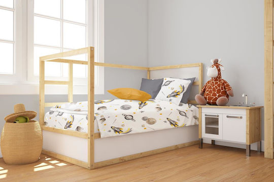 Dimcol Space Baby Sheet Crib Cotton Fitted Gray 70x140cm