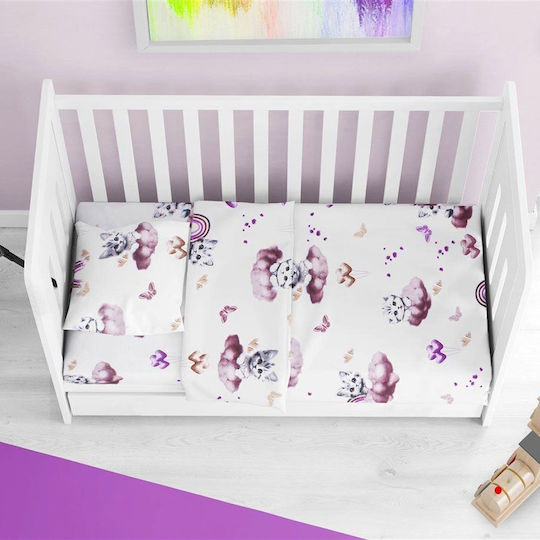 Dimcol Baby Bettlaken Für Wiege Baumwolle Mauve Lila 80x110cm