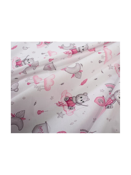Dimcol Cloudy Bear Бебешки Чаршаф За Количка Памук Розов 80x110бр