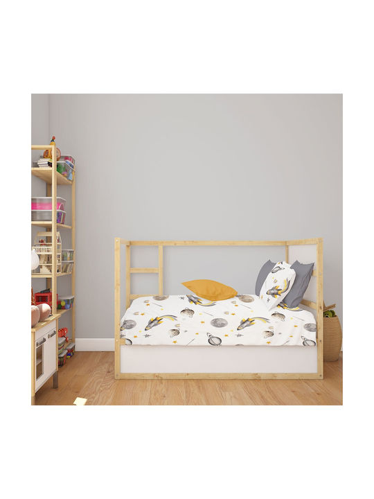 Dimcol Space Бебешки Чаршаф За Количка Памук Сив 80x110бр