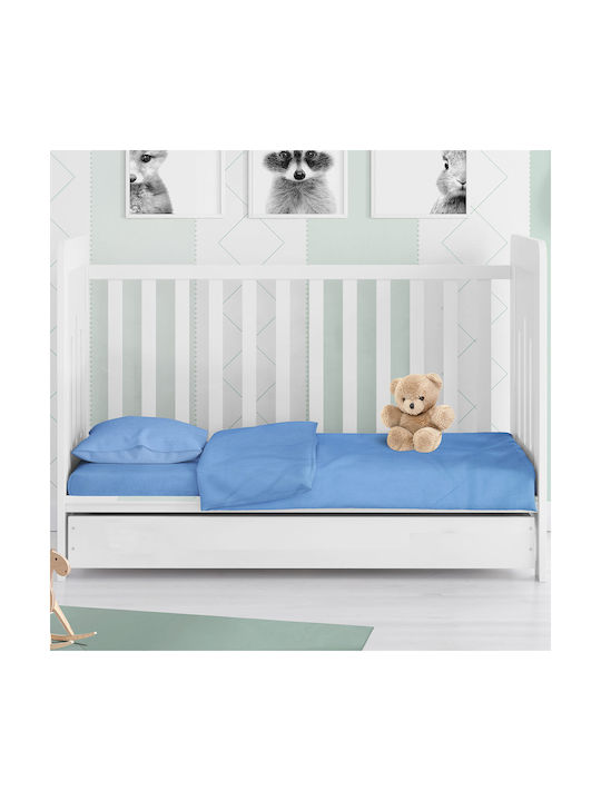 Dimcol Bebe Solid Комплект Бебешки Чаршафи За Количка Памучни Светлосини 120x160бр 3бр