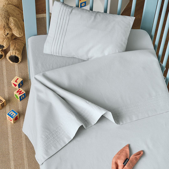 Kentia Whisper 22 Baby Sheets Set Crib Cotton Blue 120x170cm 3pcs